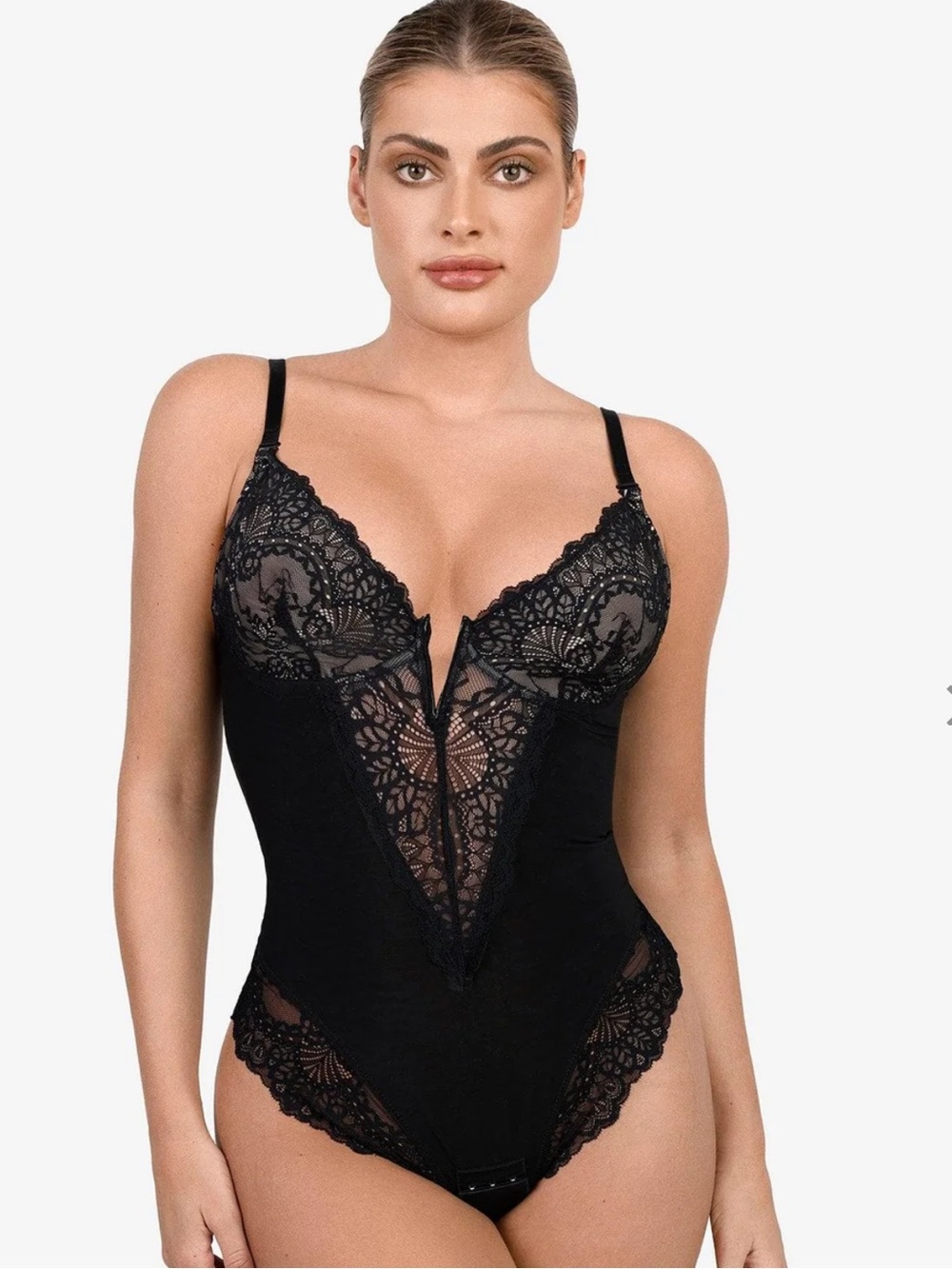 New Without Tag Amazon Black Lace Shapewear Bodysuit Size Medium